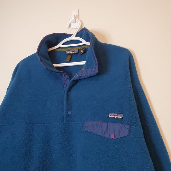 Vintage 90s Patagonia Synchilla Snap Fleece Jacket Teal Size XL - Picture 3 of 7
